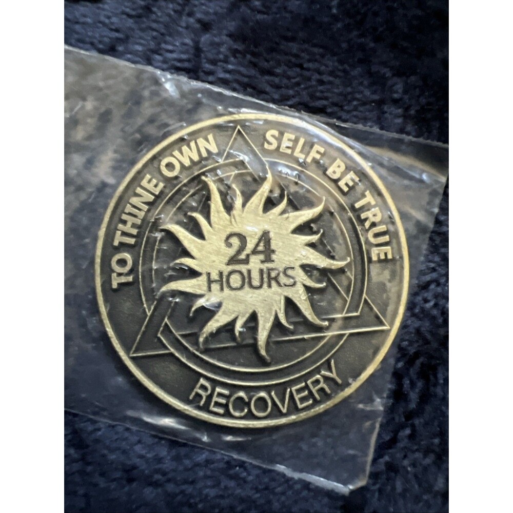 24 Hour AA Bronze Sun Serenity Prayer Coin Chip Recovery Anniversary Token NA